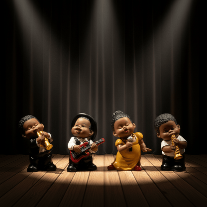 4-Piece Jazz Band Musician Statue Set - The Bookstore