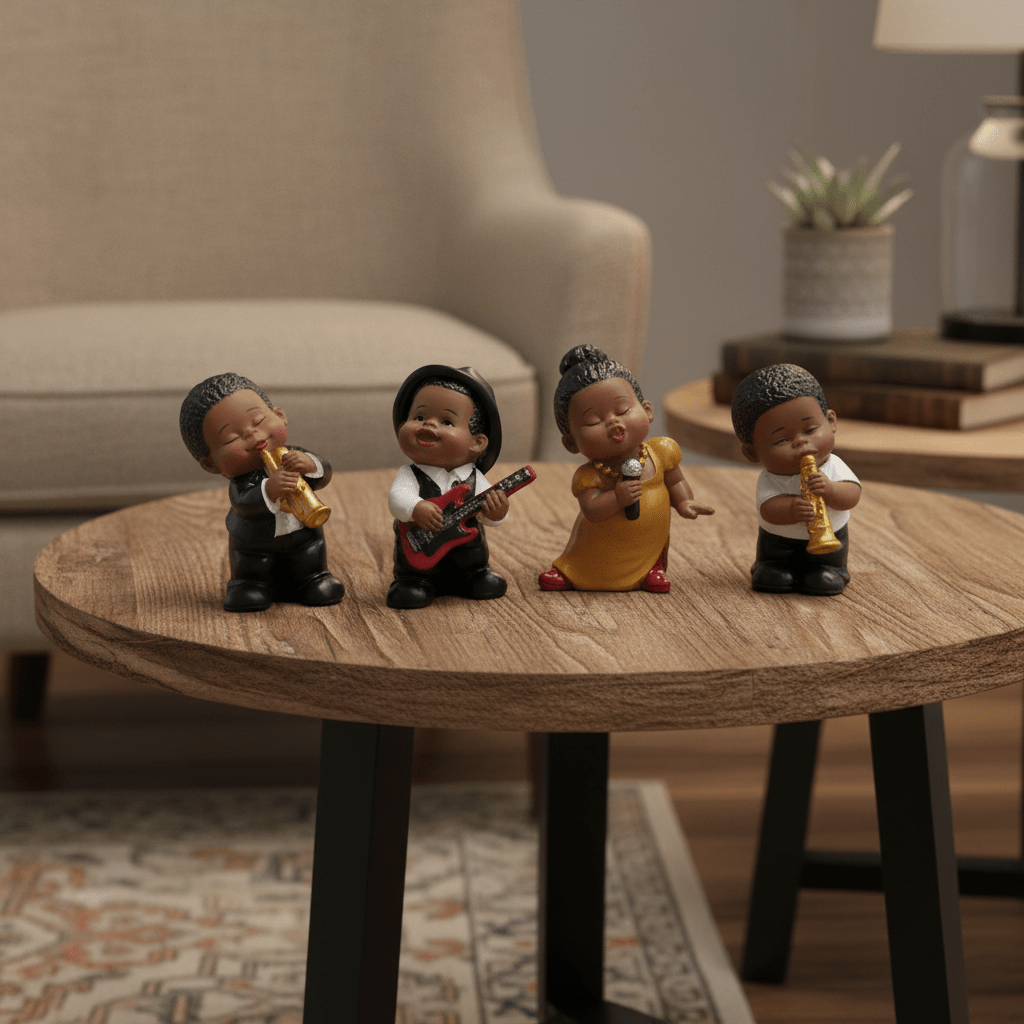 4-Piece Jazz Band Musician Statue Set - The Bookstore