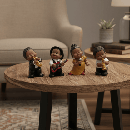 4-Piece Jazz Band Musician Statue Set - The Bookstore