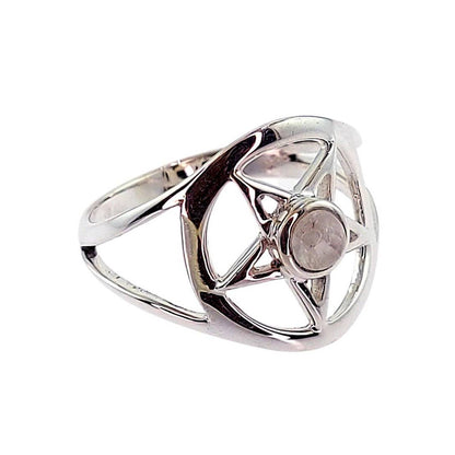 As Above So Below  Rainbow Moonstone Silver Ring - Size 7 Crystal Earth Sterling