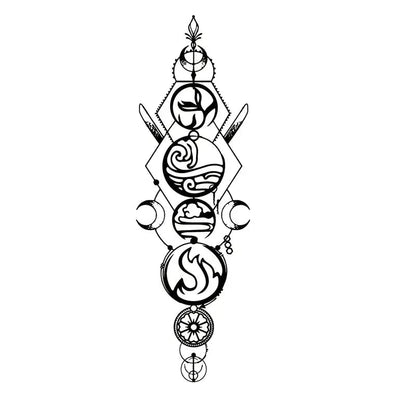 Four - Element Metal Wall Art - Fire, Water, Earth & Air Design with Geometric Ironwork - The Bookstore