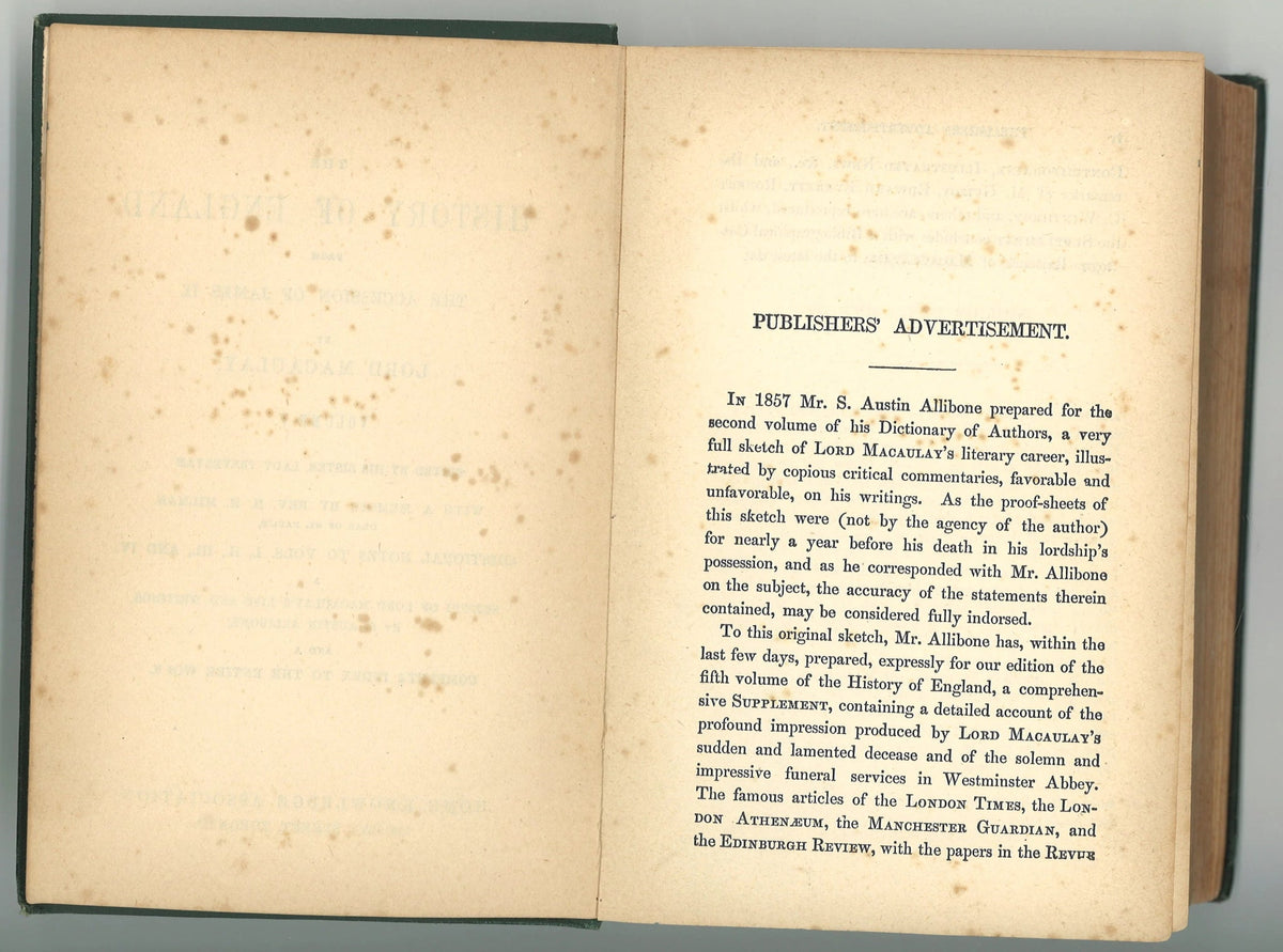 Macaulay's England Volume V Lord Macaulay, Lady Trevelyan