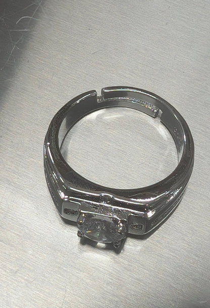 Men's Elegant 925 Sterling Silver CZ Ring - Adjustable Handsome Guy Jewelry