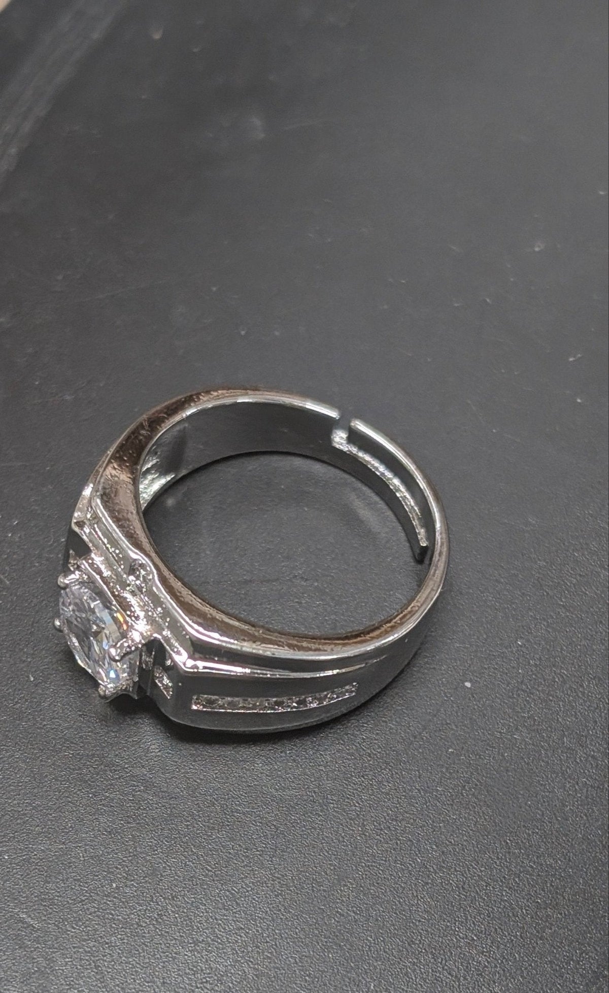 Men's Elegant 925 Sterling Silver CZ Ring - Adjustable Handsome Guy Jewelry