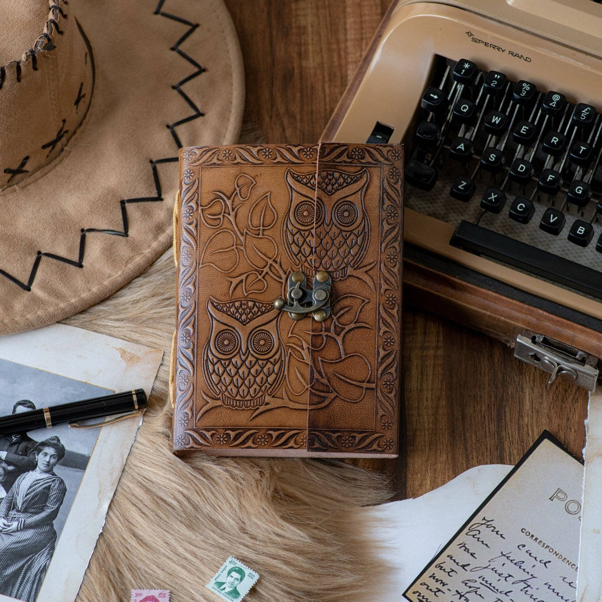 Owl Embossed Leather Journal R K Handicrafts and Exporters
