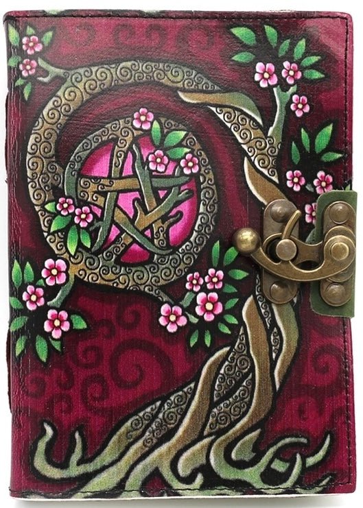 Pink Tree Pentacle Printed Leather Blank Journal Spell Book The Bookstore 1