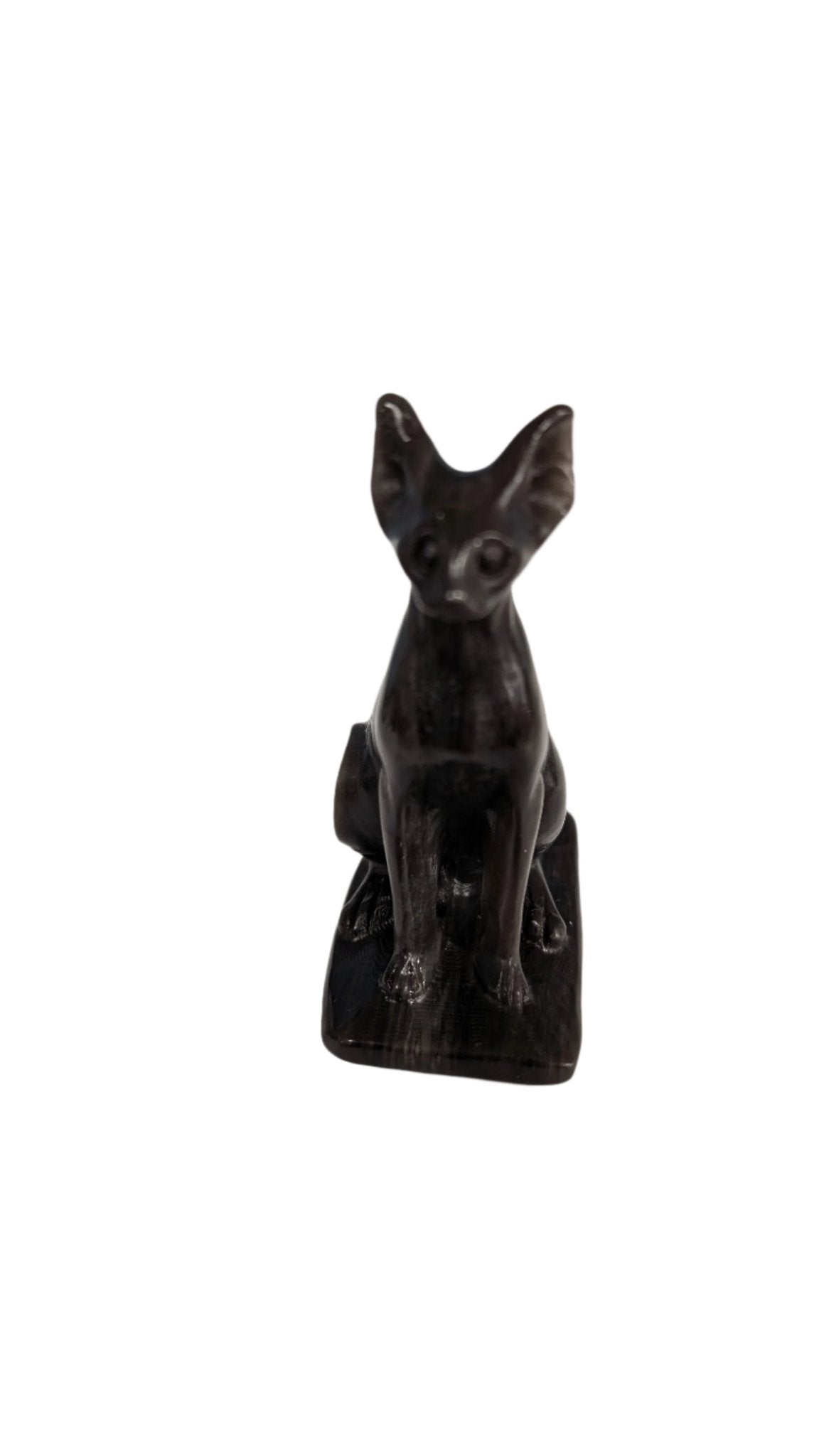 Silver Obsidian Egyptian Cat Figurine Crystal Wholesaler Hua