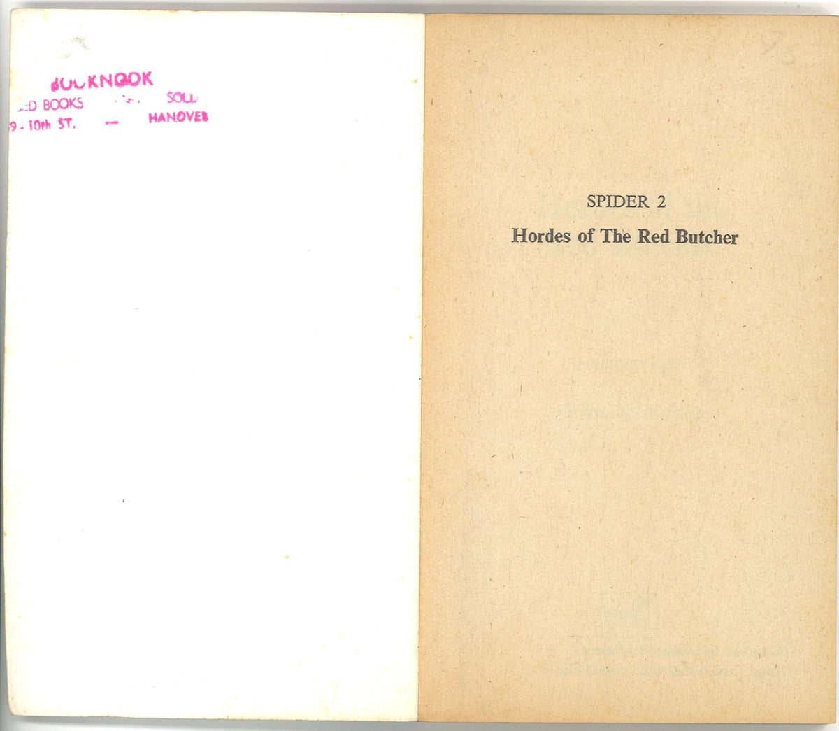 Spider: No. 2 Hordes of The Red Butcher Grant Stockbridge