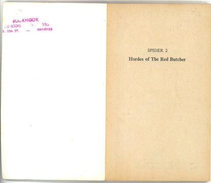 Spider: No. 2 Hordes of The Red Butcher Grant Stockbridge
