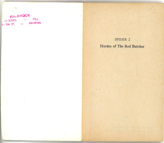 Spider: No. 2 Hordes of The Red Butcher Grant Stockbridge