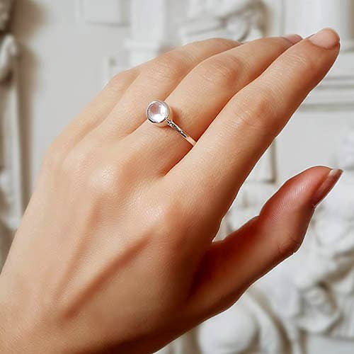 Stone Beauty Rose Quartz Silver Ring - Size 6 Crystal Earth Sterling