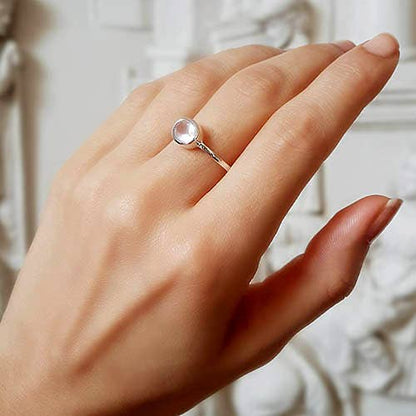 Stone Beauty Rose Quartz Silver Ring - Size 6 Crystal Earth Sterling