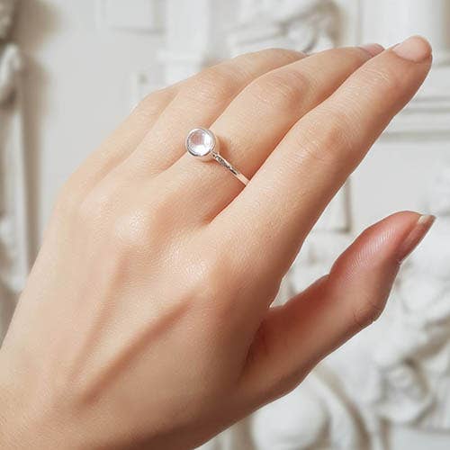 Stone Beauty Rose Quartz Silver Ring - Size 6 Crystal Earth Sterling