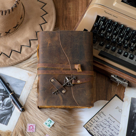 Vintage Leather Bound Journal with Key R K Handicrafts and Exporters