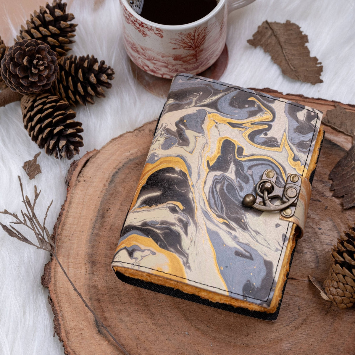 Vintage Leather Journal Marble Print R K Handicrafts and Exporters