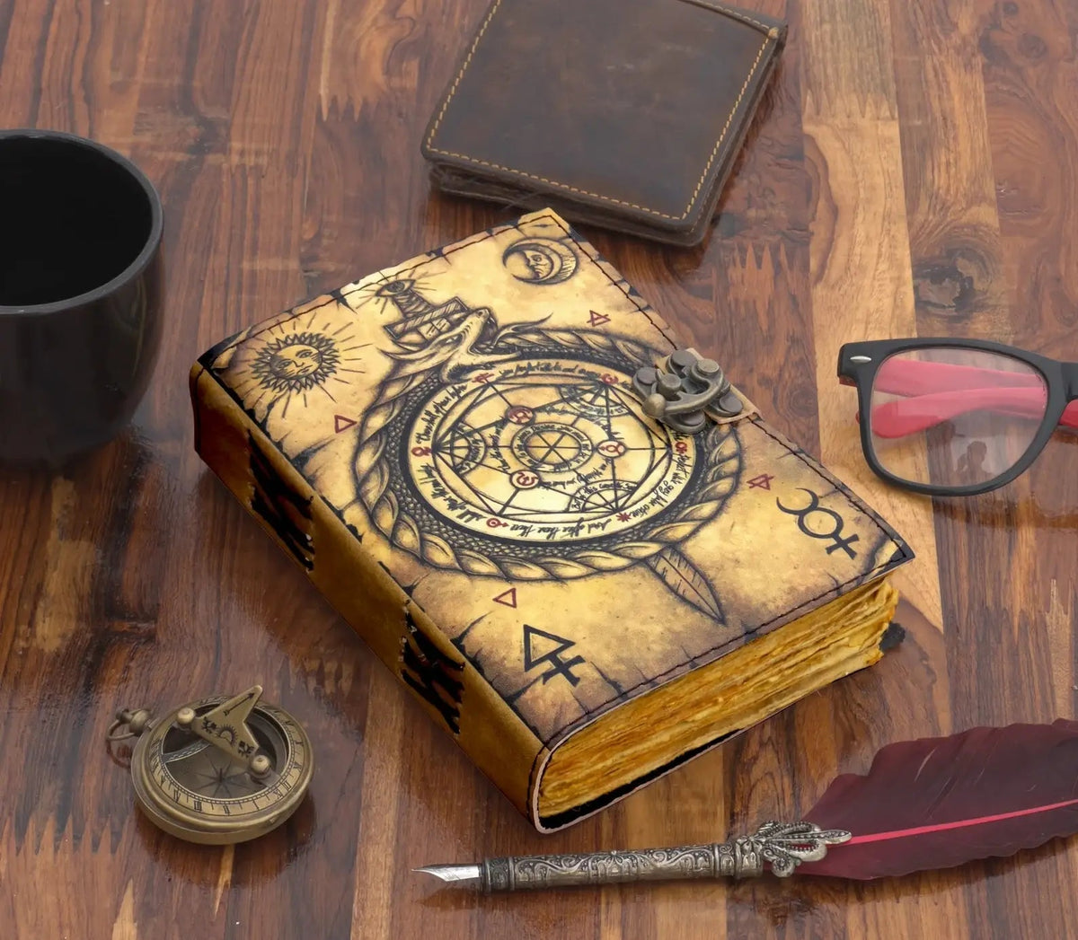 Vintage Leather Journal with Compass Print R K Handicrafts and Exporters